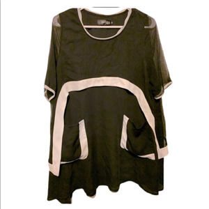 Asymmetrical black & white top